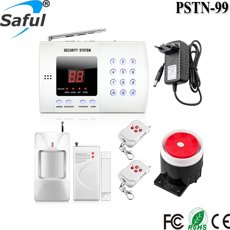 Saful PSTN 99 Alarm System Voice Prompt Anti thief Burglar Security GSM