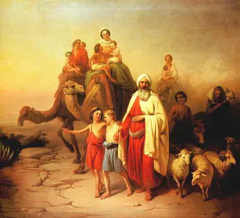 

TOP ART painting- the Holy Bible Abraham's Journey from Ur to Canaan 1850 PRINT art oil painting ON CANVAS -good quality