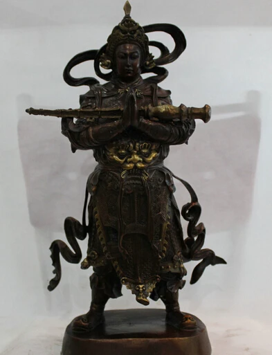 

JP S0524 18" Chinese Folk Fengshui Pure Bronze Weituo Warrior Knight Skanda God Statue