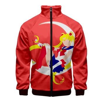 

3d Stand Collar Print Anime Cartoon Sailor Moon Fashion Men Women Zipper Hoodies Jackets Long Sleeve Zip Up 3D Sweatshirts Tops