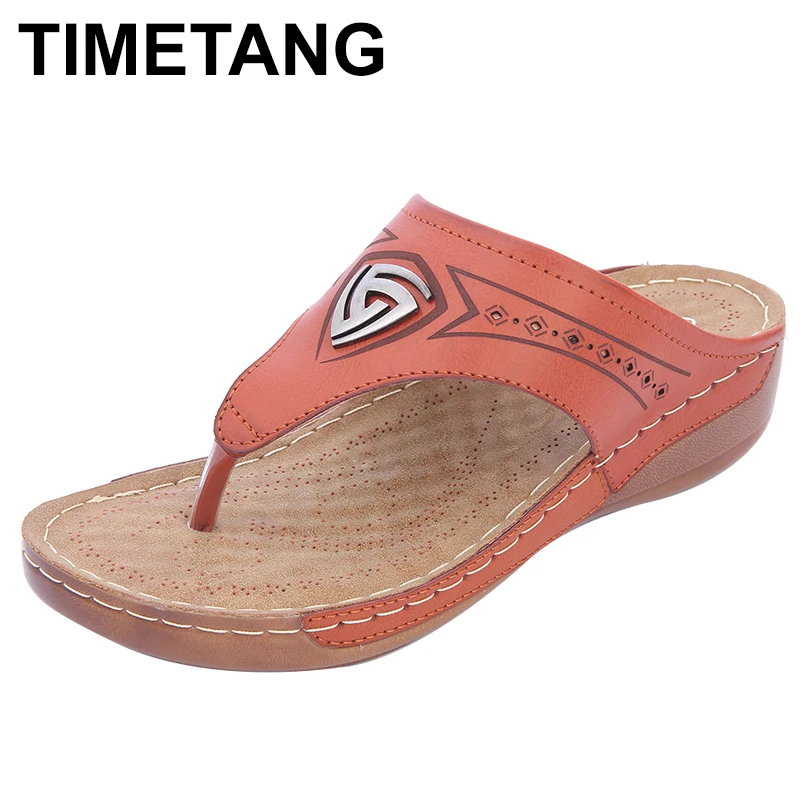 

TIMETANG Wedges Slipper Women Shoes Platform Comfortble Flip-flops Summer Casual Rome Newest Soft Lightweight Mama Ethnic Shoes