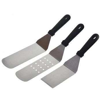 

Metal Spatula Stainless Steel and Scraper Set of 3, Plastic Handle, Multipurpose Set For BBQ Grill Griddle