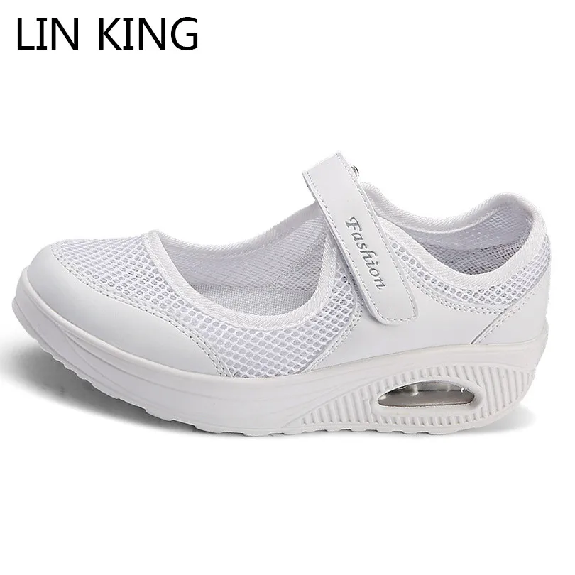 Женские кроссовки для спортзала LIN KING дышащие сетчатые на танкетке