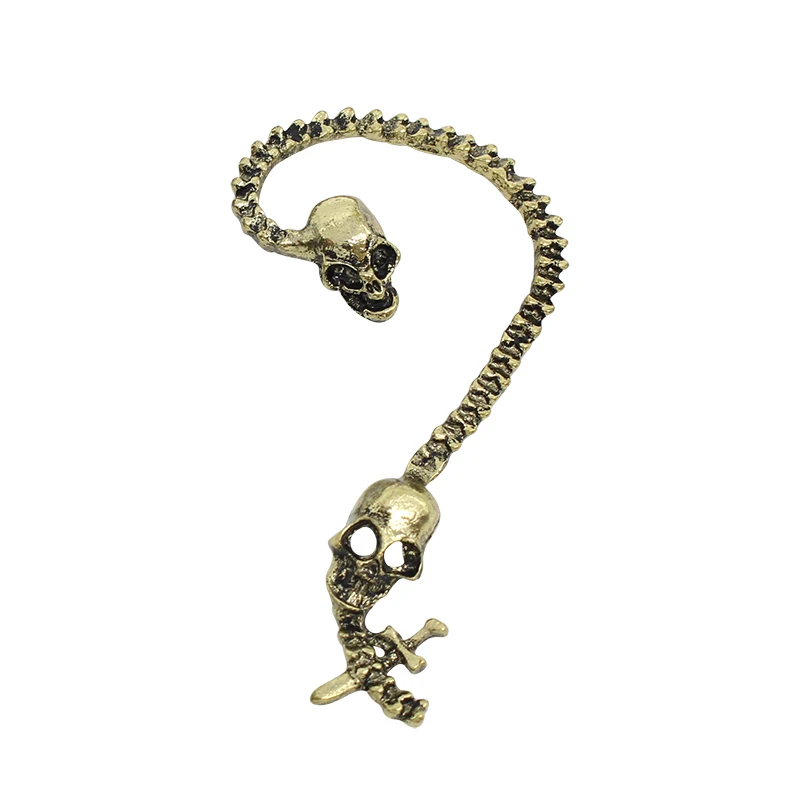 

Hip Hop Popular Gothic Punk Style Double Headed Skull Earrings Skeleton Ghost Head Earring With Pirate Sword