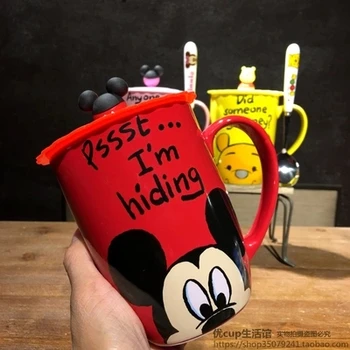 

2019 new style Breakfast Milk Cup Large Mug Coffee Cup Couple with Spoon Ceramic Water Cup Office Cups