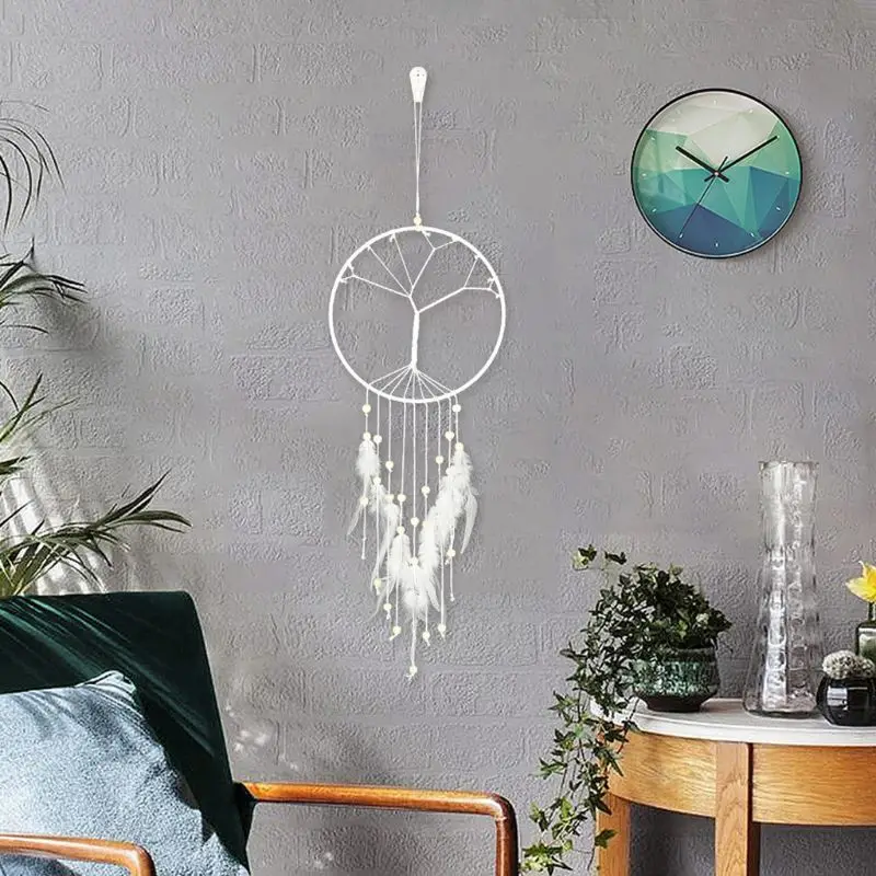 

Indian Dream Catcher Handmade Tree of Life Hanging Dreamcatcher Bead Feather Decoration Ornament Home Wall Decor