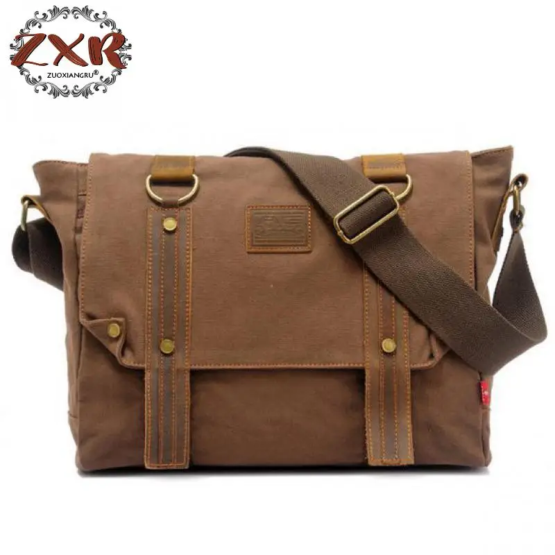 

Shoulder Bags For Men Casual Vintage Multifunction Trunk Men's Business Messenger Bag Male Canvas Travel Crossbody Bag