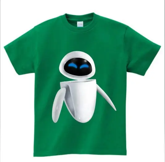 cute WALL-E robot funny tshirt Children summer T shirt new white casual Tee shirt Children walle T Shirt MJ - Color: green childreT-shirt