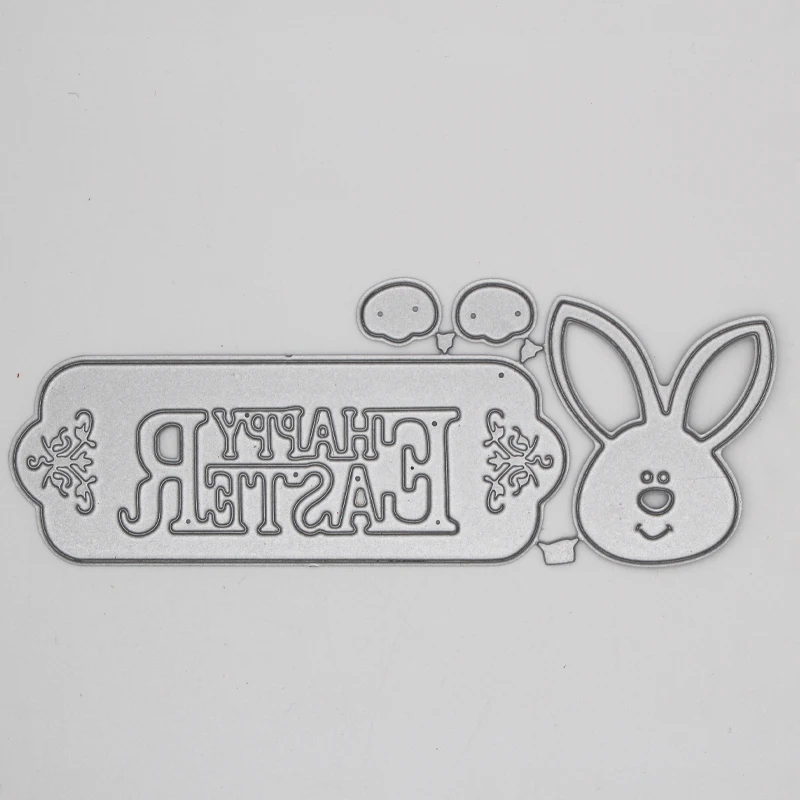 

Happy Easter and rabbit Cutting Dies DIY Scrapbooking Album Decoration Embossing Paper Card Craft 111*41 mm