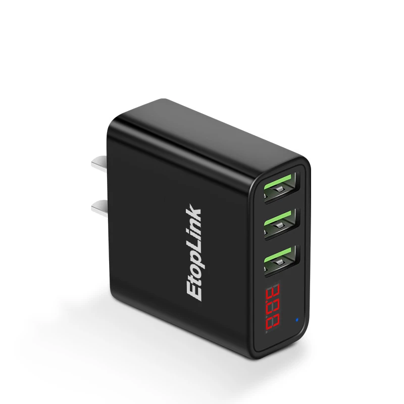 

EtopLink USB Charger 3A 3 Ports LED Display Portable Phone Chargers Fast USB Charging Travel Adapter For iPhone X 8 Samsung S8