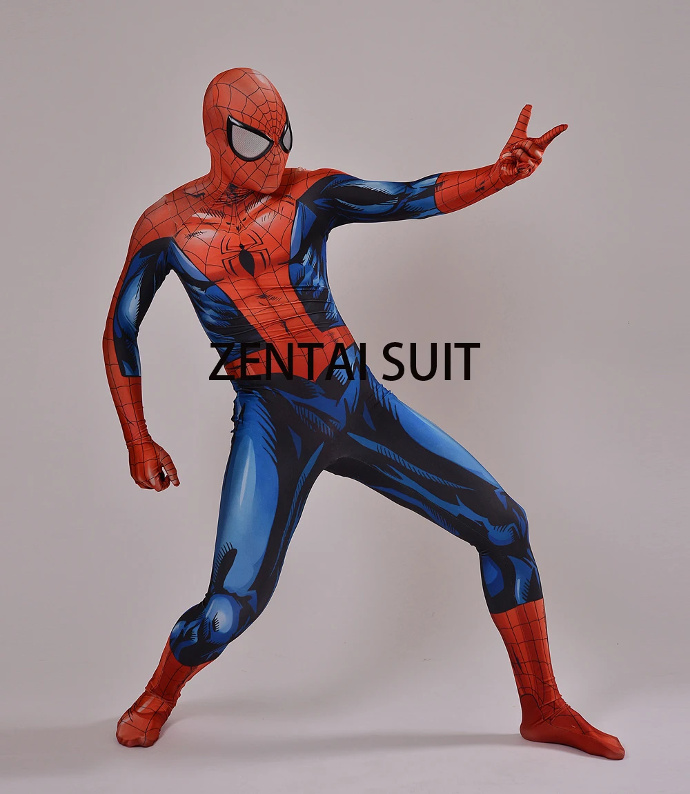 Ultimate Spiderman Costume 3D Shade Spandex Cosplay Halloween Spider-man Superhero Costume 2016 Newest Fullbody Zentai Suit