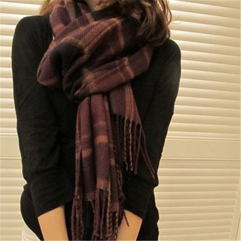 Классический осенне-зимний женский кашемировый клетчатый шарф, Женский мягкий шерстяной широкий шарф, длинная шаль, одеяло, детский теплый палантин
