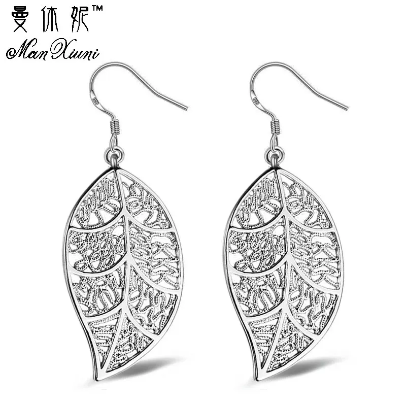 Женские Висячие Серьги серебряного цвета с листьями и листьями|dangle long earrings|long drop