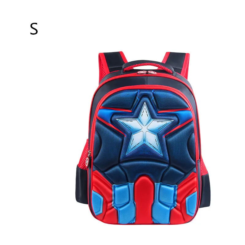 Рюкзак супермена с героями мультфильмов, американский капитан, Человек-паук, школьный рюкзак первоклассника для мальчиков и девочек, школьный рюкзак - Цвет: 001--gules--S
