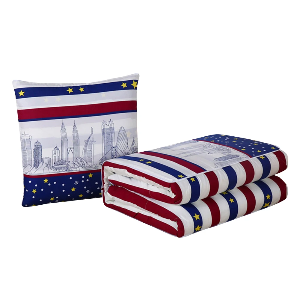 

2 In 1 Summer Foldable Cushion Blanket Patchwork Quilt Blanket Car Seat Cushion Office Nap Pillow For Chairs Back H99F