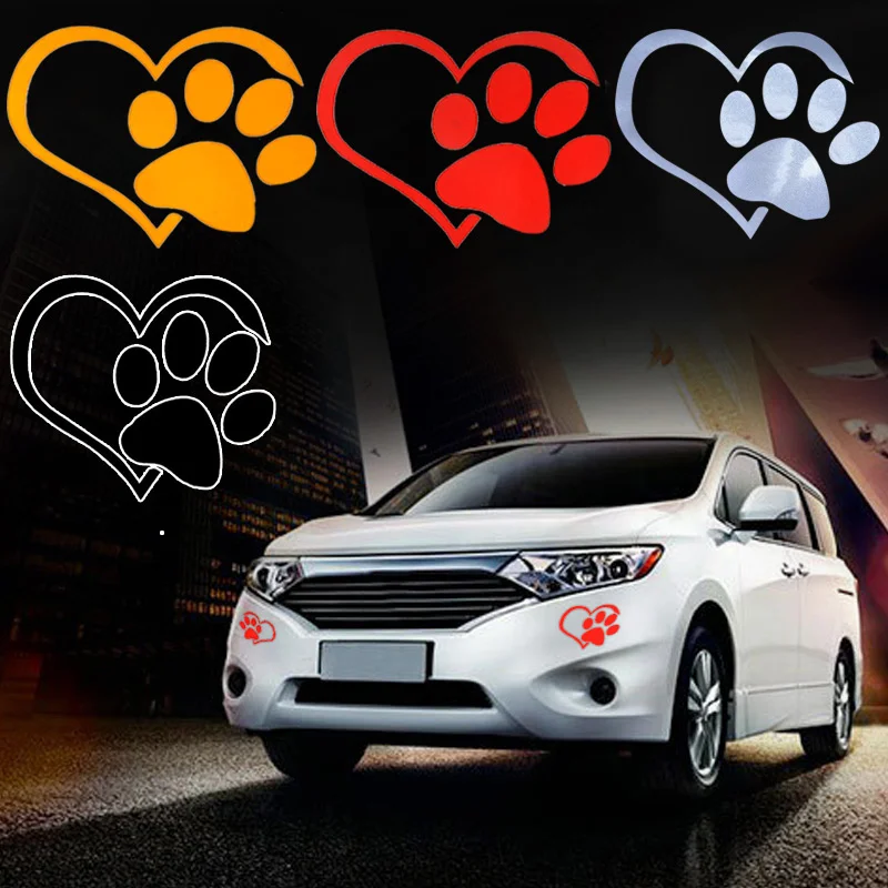 

3pcs Car Stickers Cute Cat Dog Paw Print Reflective Car Decal Sticker Window Footprint Decals CSL2017