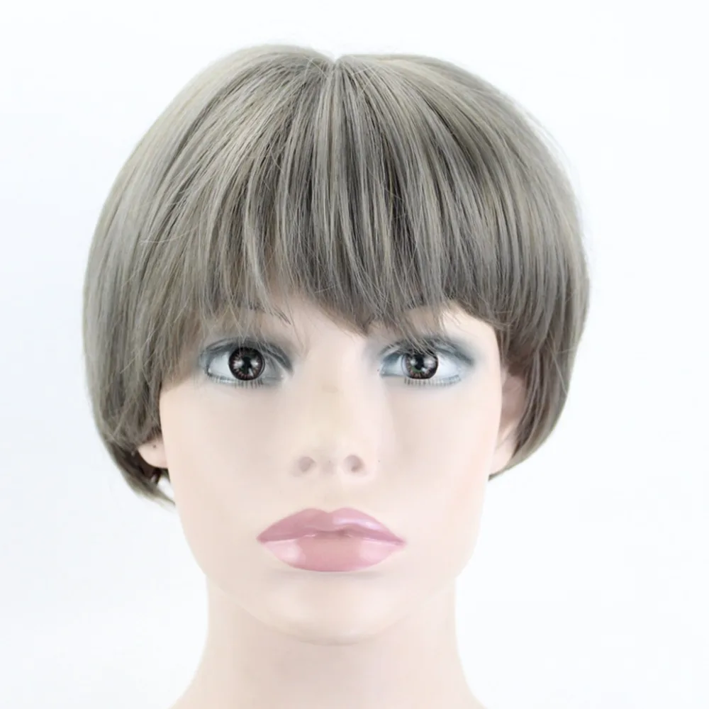 

JOY&BEAUTY short Wavy hair Synthetic Black brown Gray Blonde 8" 5color cosplay bob wig Heat Resistant women peruca