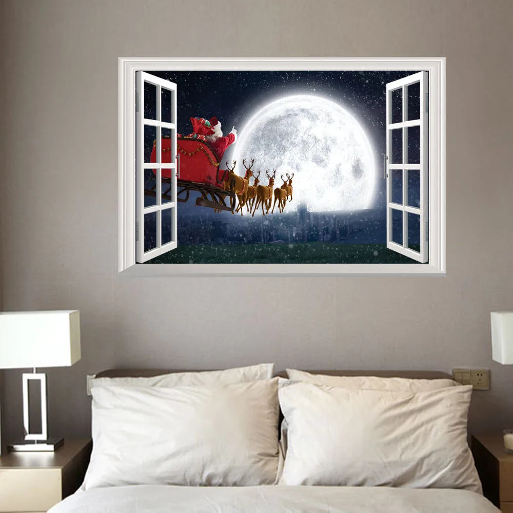 3D Christmas Wall Sticker Removable Mural Decals Vinyl Art Living Room