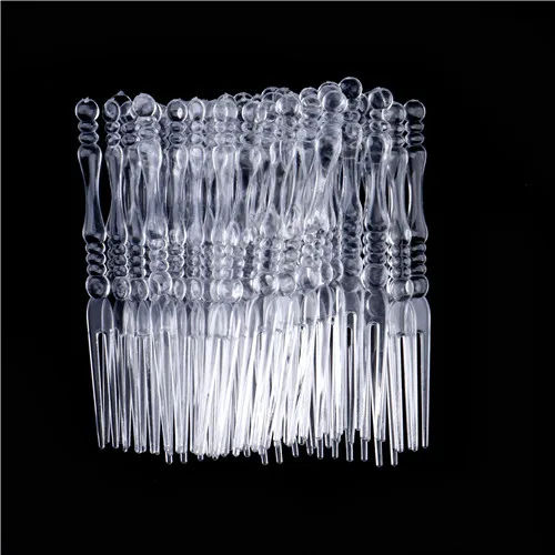 

50Pcs/lot Mini Clear Transparent Disposable Forks Home Dining Plastic Food Cake Fruit Fork Picks Skewer Set For Party BBQ Sticks
