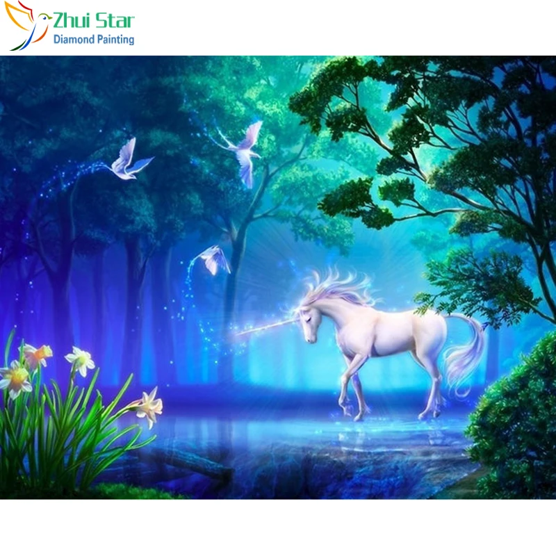 

Zhui Star 5D DIY Diamond Painting Unicorn forest Embroidery Full Square Diamond Cross Stitch Rhinestone Mosaic home decor Gift