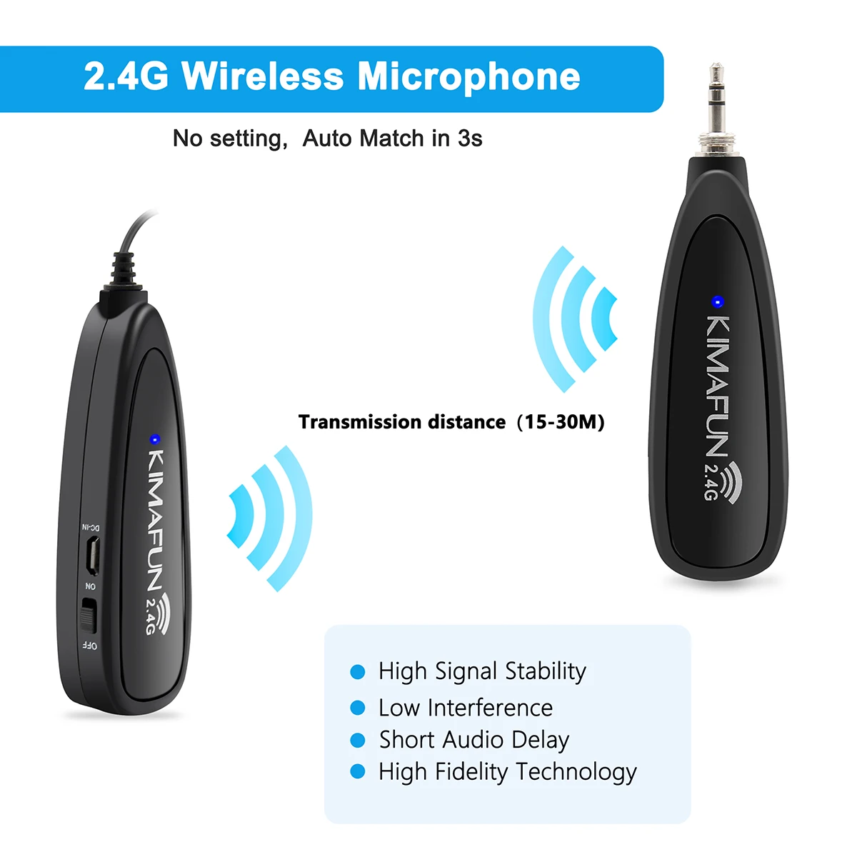 KIMAFUN Sistema de Microfone Headset Sem Fio