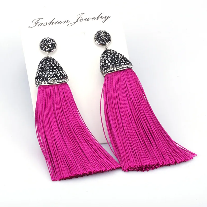 Коллекция Boho PINK светло темно розовые шелковые толстые кисточки Стразы