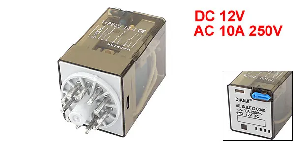 DC 12V Coil 10A 250V AC 11 Pin General Purpose Relay 60.13 3PDT 3 NC-NO