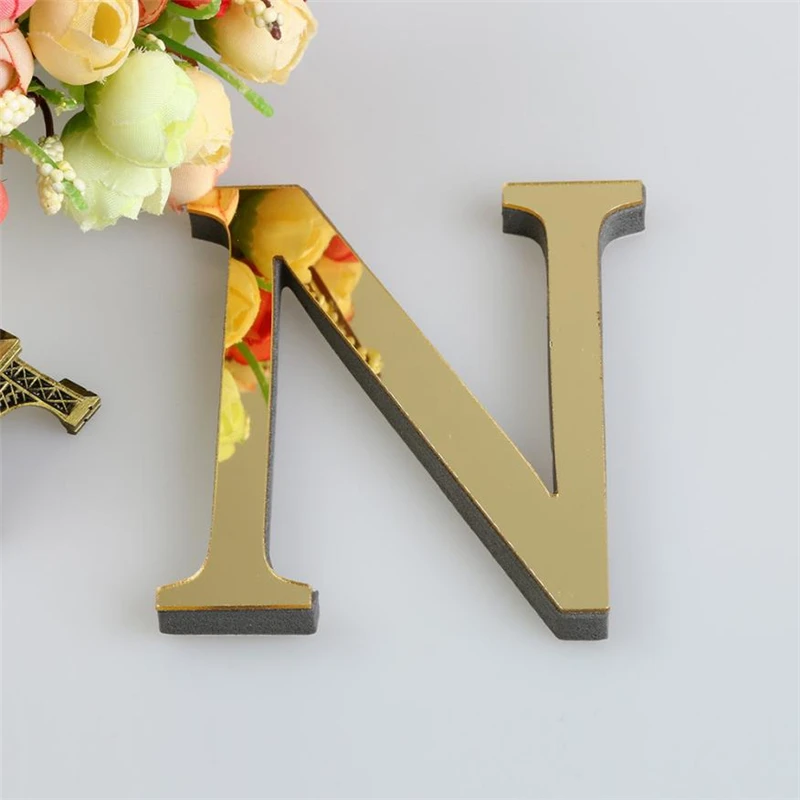 2018new fashion Mini 26 Letters DIY 3D Mirror Acrylic Wall Sticker Decals Home Decor Wall Art Mural beautiful art 01 - -