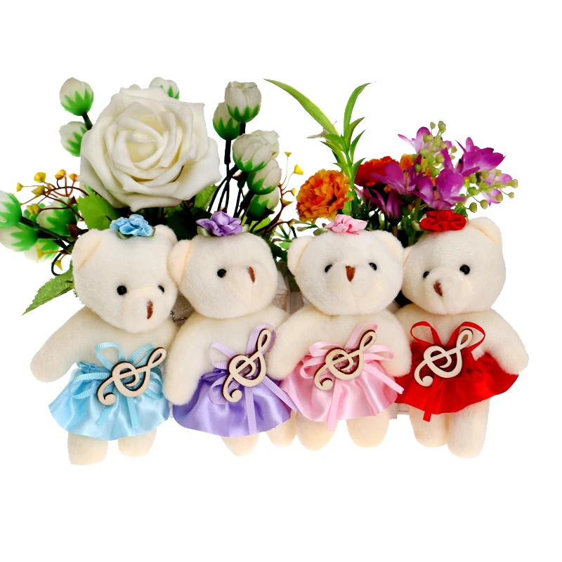 

Music Notes Accessory Flower Bouquets Teddy Plush Toys Doll Red/blue/purple/pink Mixed Mini Key Chain Pendant For Christmas Gift