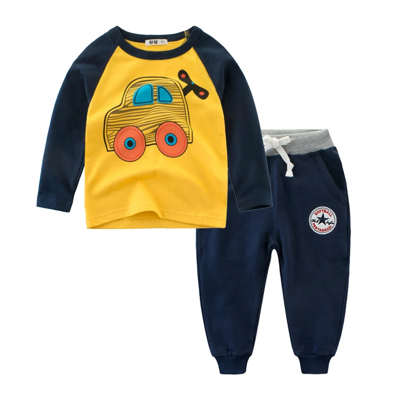 

2018 Autumn Winter Boys Girls Clothing Sets Cartoon Car Long Sleeve T-Shirt + Stretch Sports Pants Children Clothes Outfits 2-7Y