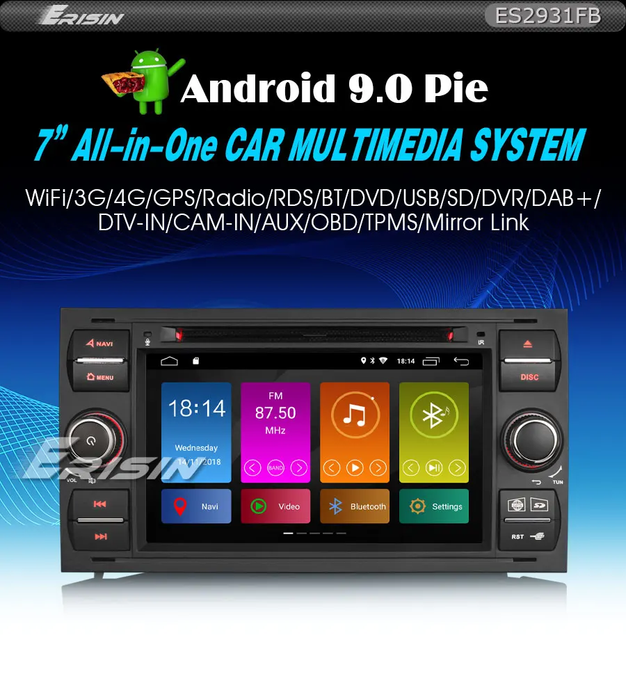Excellent Erisin ES2931FB 7" DAB+ Android 9.0 Car Stereo GPS Sat Nav 4G for Ford Focus Transit S/C-Max Kuga Galaxy 0 Excellent Erisin ES2931FB 7" DAB+ Android 9.0 Car Stereo GPS Sat Nav 4G for Ford Focus Transit S/C-Max Kuga Galaxy 0