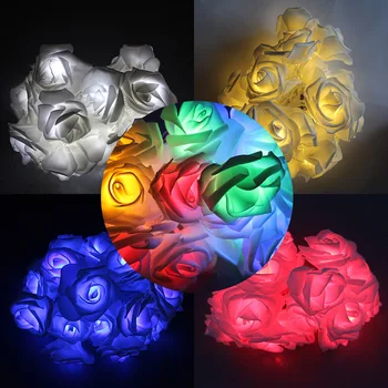 

HANMIAO 10/20 LED Fairy Lights Blue Rose Flower Garland Valentine Battery Wedding Lights Decoration For Christmas Outside 13