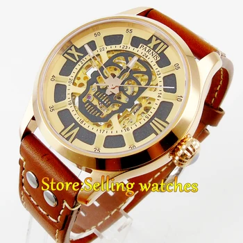 

New Parnis Sapphire 43mm Rose gold case Yellow Numbers Automatic Movement Men's Watch
