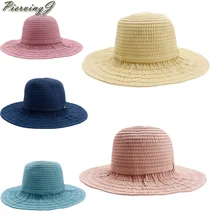 10 шт. модные дизайнерские Для женщин летние большой полосатый складной Кепки тропический пляж Sunhat соломенная шляпа с широкими полями