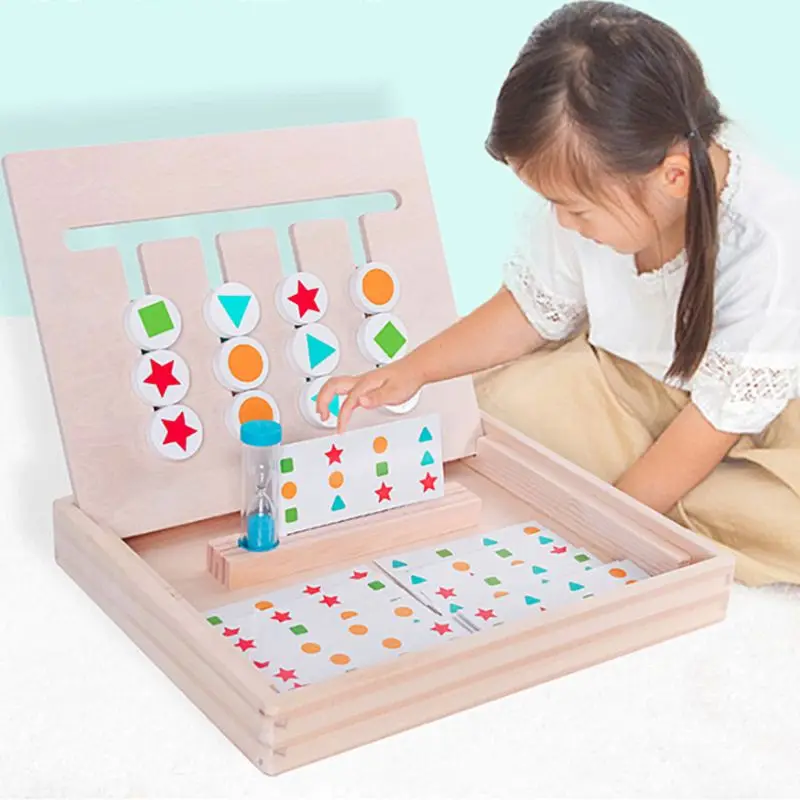  1 Set Baby Educational Toys Wooden Montessori Four Color Matching Games with Hourglass Kids Childre - 33042792947