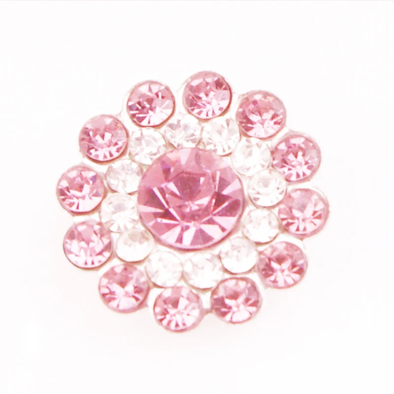 NEW Boutique Birthstone constellation copper crystal 12mm snap button flower MS538 - Окраска металла: pink