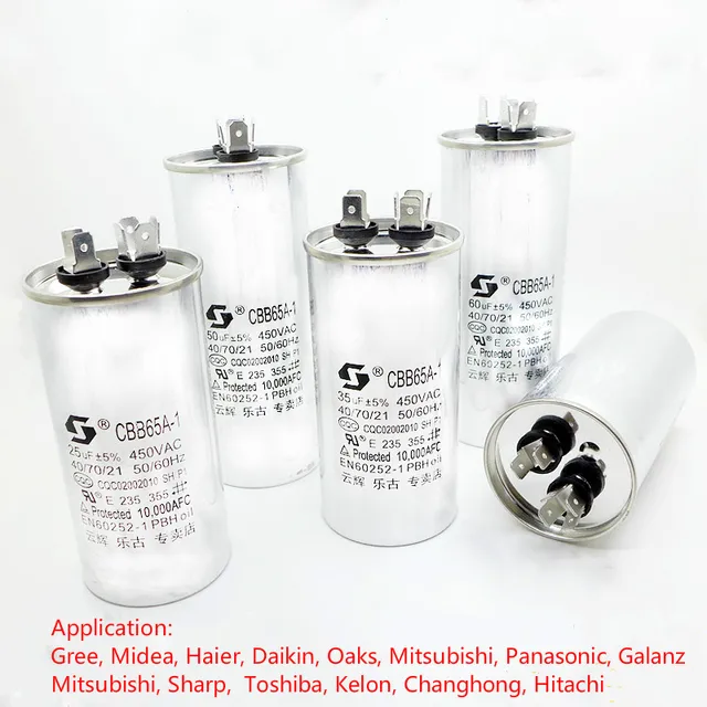 Cheap 20-70uF CBB65 Air Conditioner Compressor Start Capacitor for gree Haier Midea LG TCL Siemens Galanz home air conditioning parts Cheap 20-70uF CBB65 Air Conditioner Compressor Start Capacitor for gree Haier Midea LG TCL Siemens Galanz home air conditioning parts