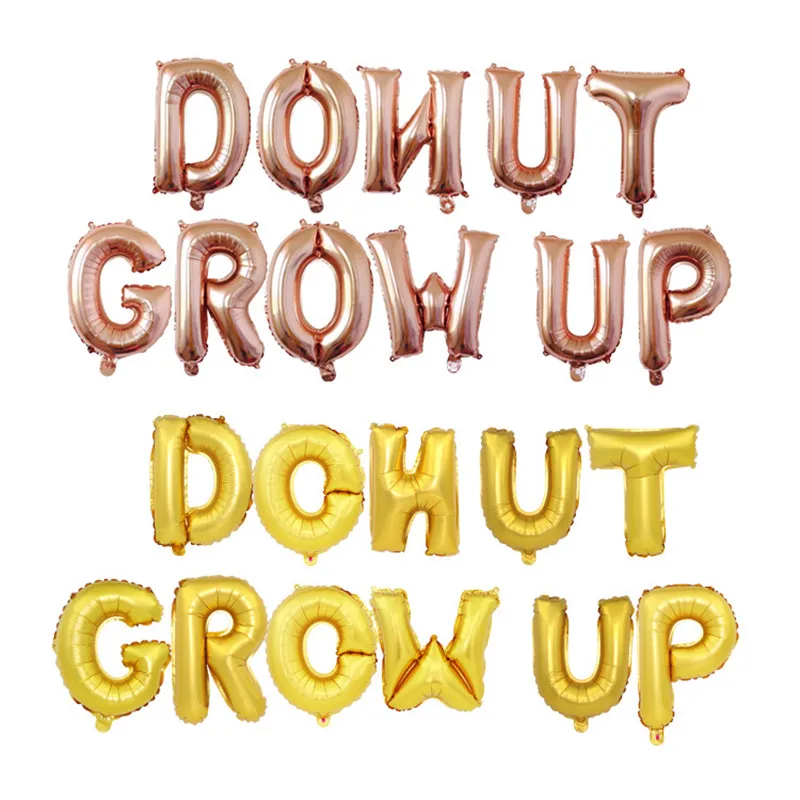 

16inch Donut Grow Up Letter Foil Balloons Wedding Donut Theme Birthday Party Decorations Kids Baby Shower Supplies