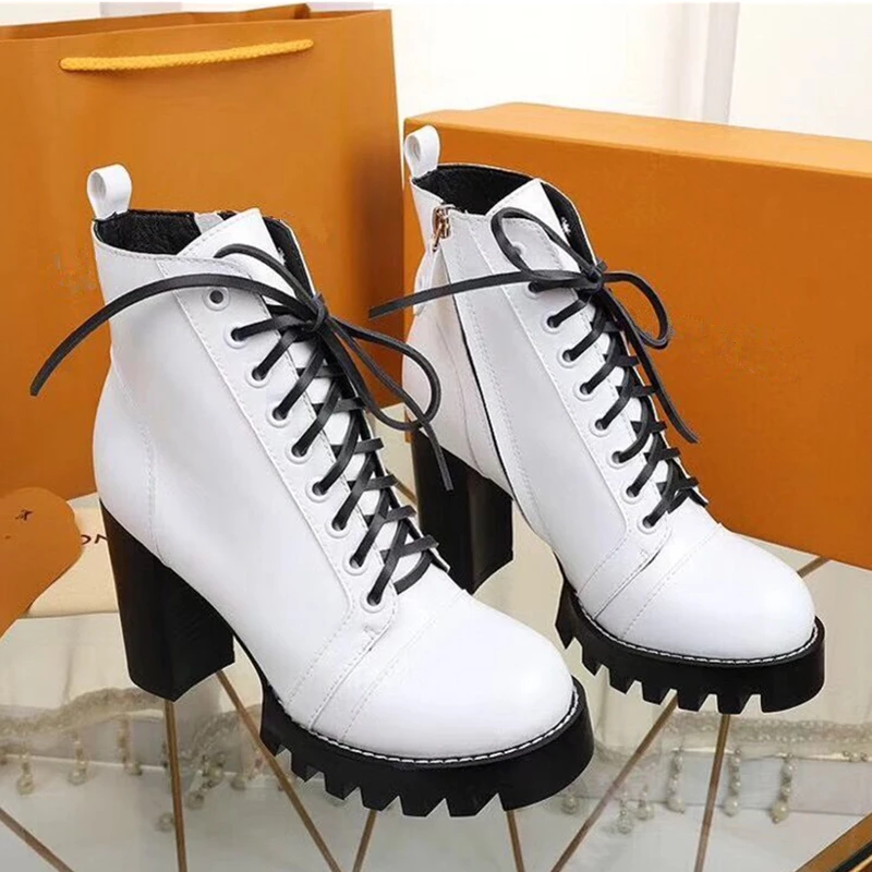 

Women Boot Autumn Winter Short Boots Women Chunky Super High Heel Martin Boots Ankle Boots Black Women Shoes zapatos de mujer 40