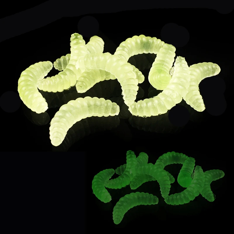 

Simpleyi 50PCS 2cm 0.3g maggot Grub Soft Lure Baits smell Worms Glow Shrimps Fishing Lures
