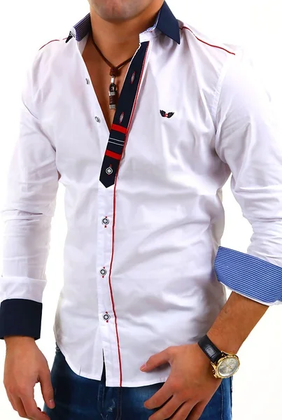 Новый корейский мужская рубашка с длинным рукавом