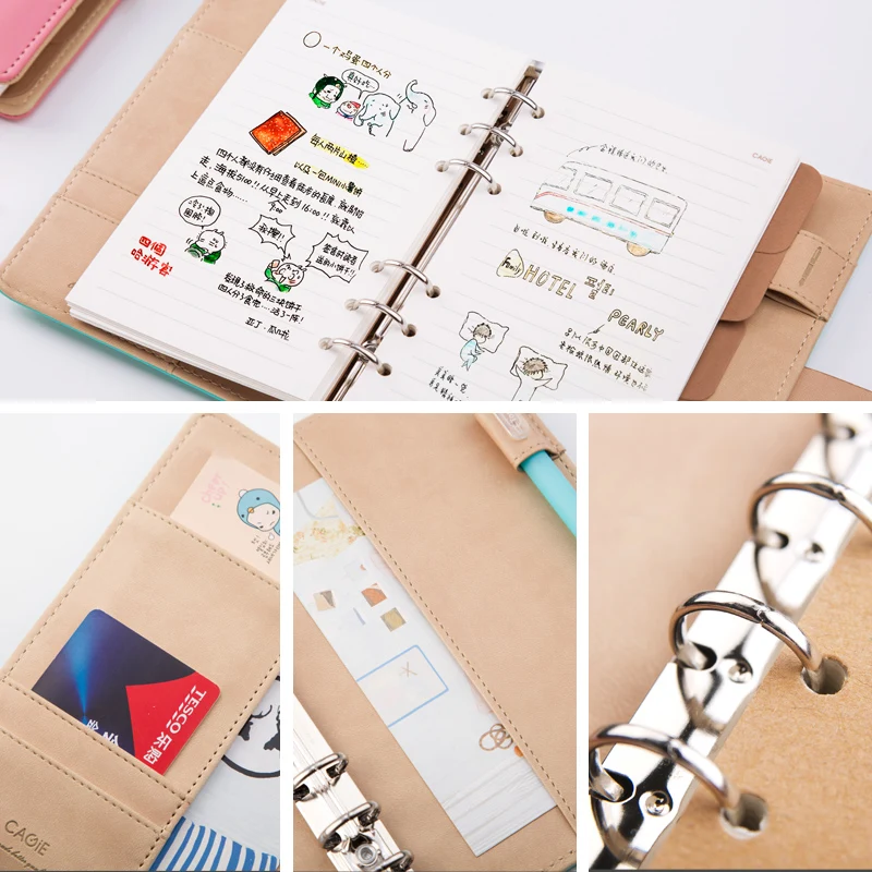 CAGIE Cute Cat Diary for Girls a6 Binder Leather Notebooks and Journals Spiral Planner Filofax Agenda for School Chancery CAGIE Cute Cat Diary for Girls a6 Binder Leather Notebooks and Journals Spiral Planner Filofax Agenda for School Chancery