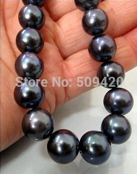 

Free shipping >>@ +>GENUINE NEW 12-13MM TAHITIAN NATURAL BLACK PEARL NECKLACE PERFECT ROUND