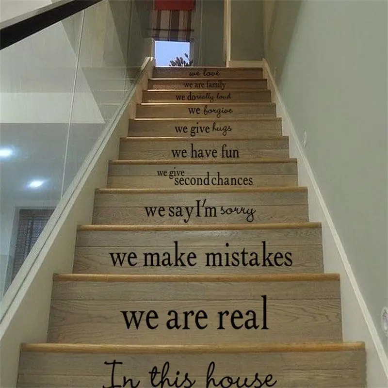 

House Rules Words Stairs Wall Sticker Home Decor Living Room Wall Decals English Phrase Art Mural Self-adhesive Poster Wallpaper