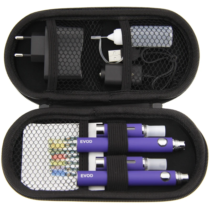 

E Cigarette Evod MT3 double Kit vaporizer with MT3 Atomizer 650/900/1100mAh Battery Metal Tube Zipper Case hookah Vape pen