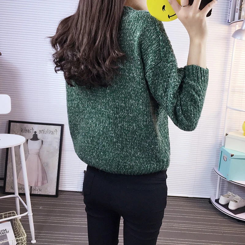 2018 hot selling thickening warm oversized sweater casual cute pullover lady's sweater Casual Pure color Knitwear pull hiver Sweaters