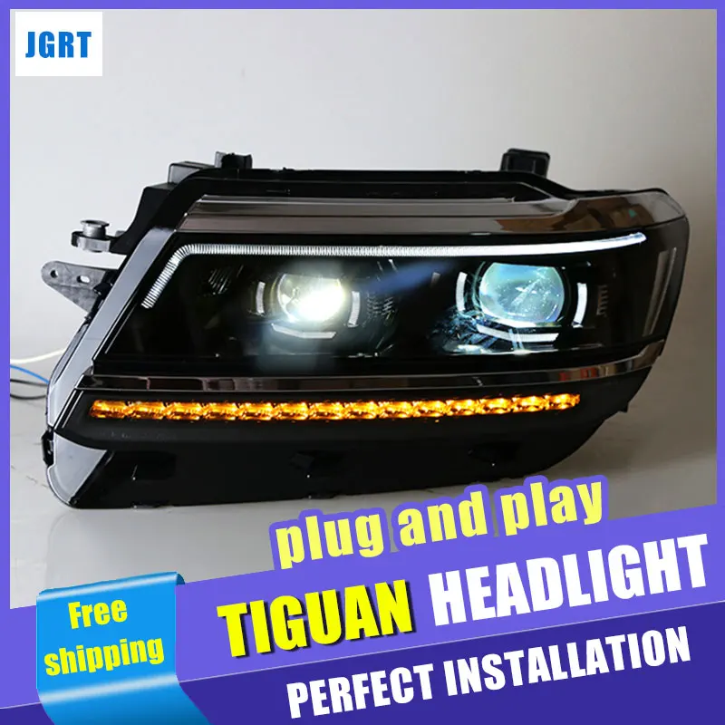 Стайлинга автомобилей фар сборки для VW Tiguan светодиодный объектив двойной луч H7 hid комплект с 2 шт