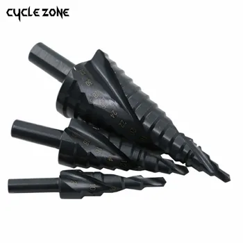 

3pcs HSS Step Drill Bits 4mm-32mm Spiral groove Power Tools 1/4'' hex shank Wholesale Price 15 steps metal Drilling Titanium