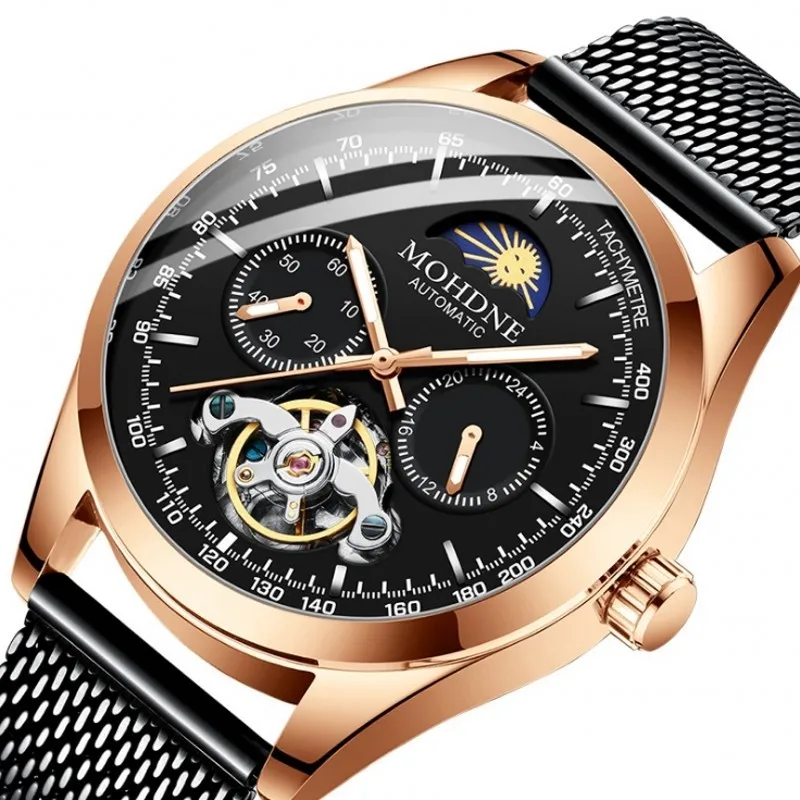 

Luxury Men's Watches Tourbillon Automatic Mechanical Watch Men Business Full Steel Waterproof Sport Retro WristWatch 2019