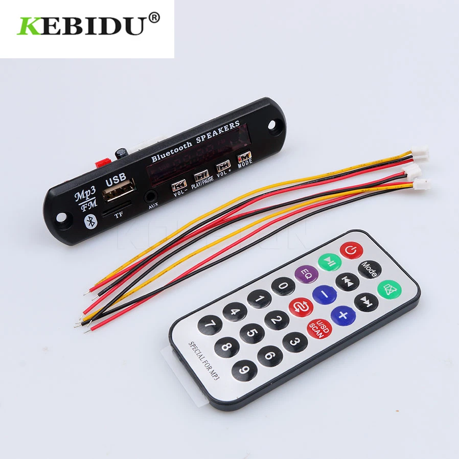 kebidu 2022 Newest Wireless Bluetooth 12V MP3 WMA Decoder Board Car Accessory Audio Module USB TF Radio For | Электроника